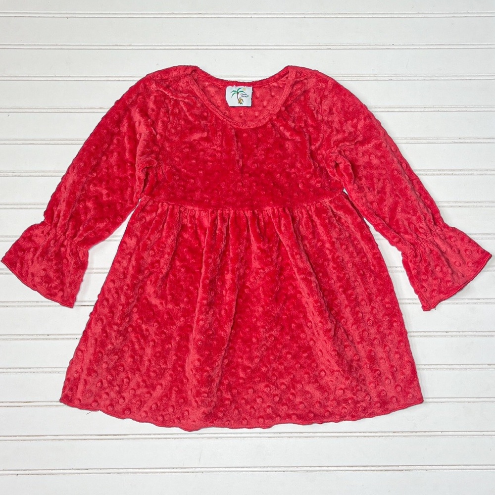 CHEEKY BANANA EUC Super Cozy Warm Textured Dot Fleece Bell Sleeve Dress